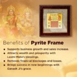 MantraMani Shree Vyapar Vridhi Yantra on Raw Pyrite Frame - Energized Vedic Gemstone Jewelry - MantraMani