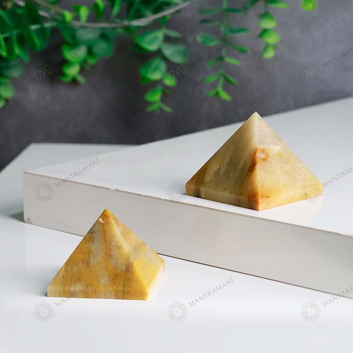 MantraMani Yellow Aventurine Pyramid - Energized Vedic Gemstone Jewelry - MantraMani