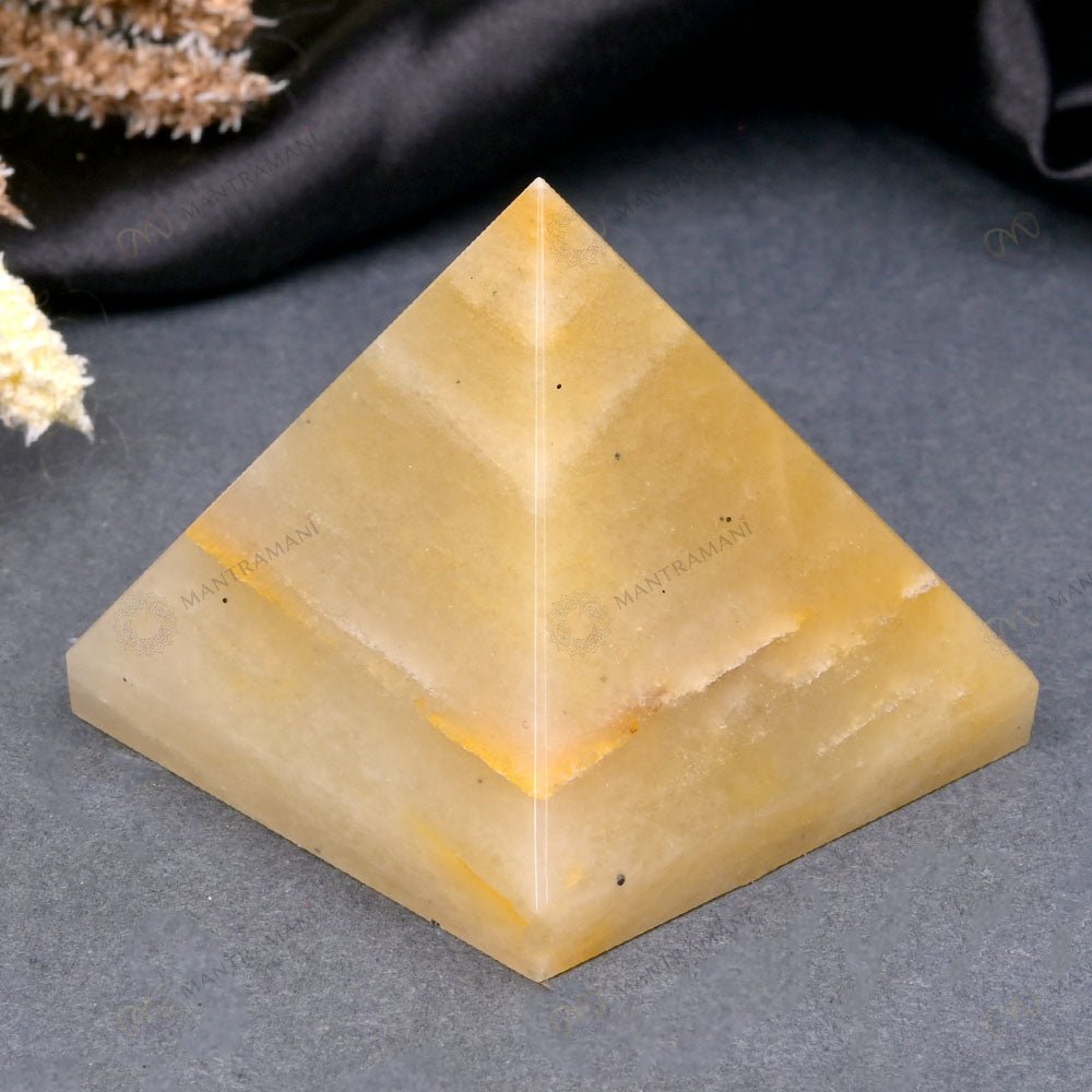 MantraMani Yellow Aventurine Pyramid - Energized Vedic Gemstone Jewelry - MantraMani