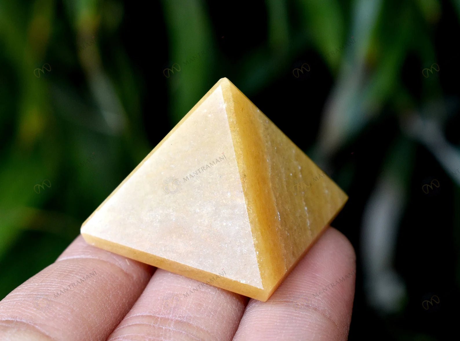 MantraMani Yellow Aventurine Pyramid - Energized Vedic Gemstone Jewelry - MantraMani