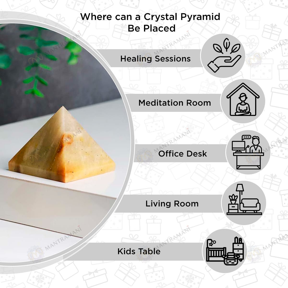 MantraMani Yellow Aventurine Pyramid – Energy & Manifestation Crystal Pyramid