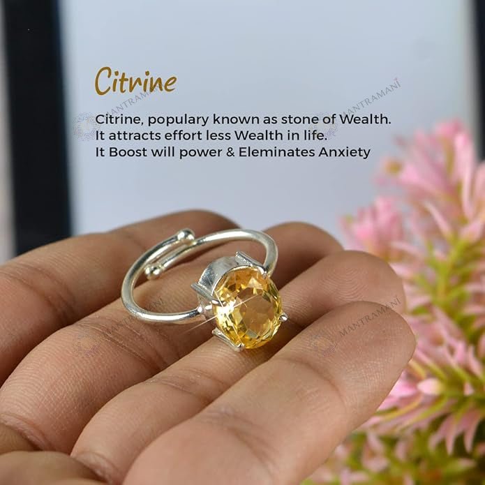 MantraMani Yellow Sapphire Ring (Pukhraj): Strengthens Marriage and Relationships - Energized Vedic Gemstone Jewelry - M...