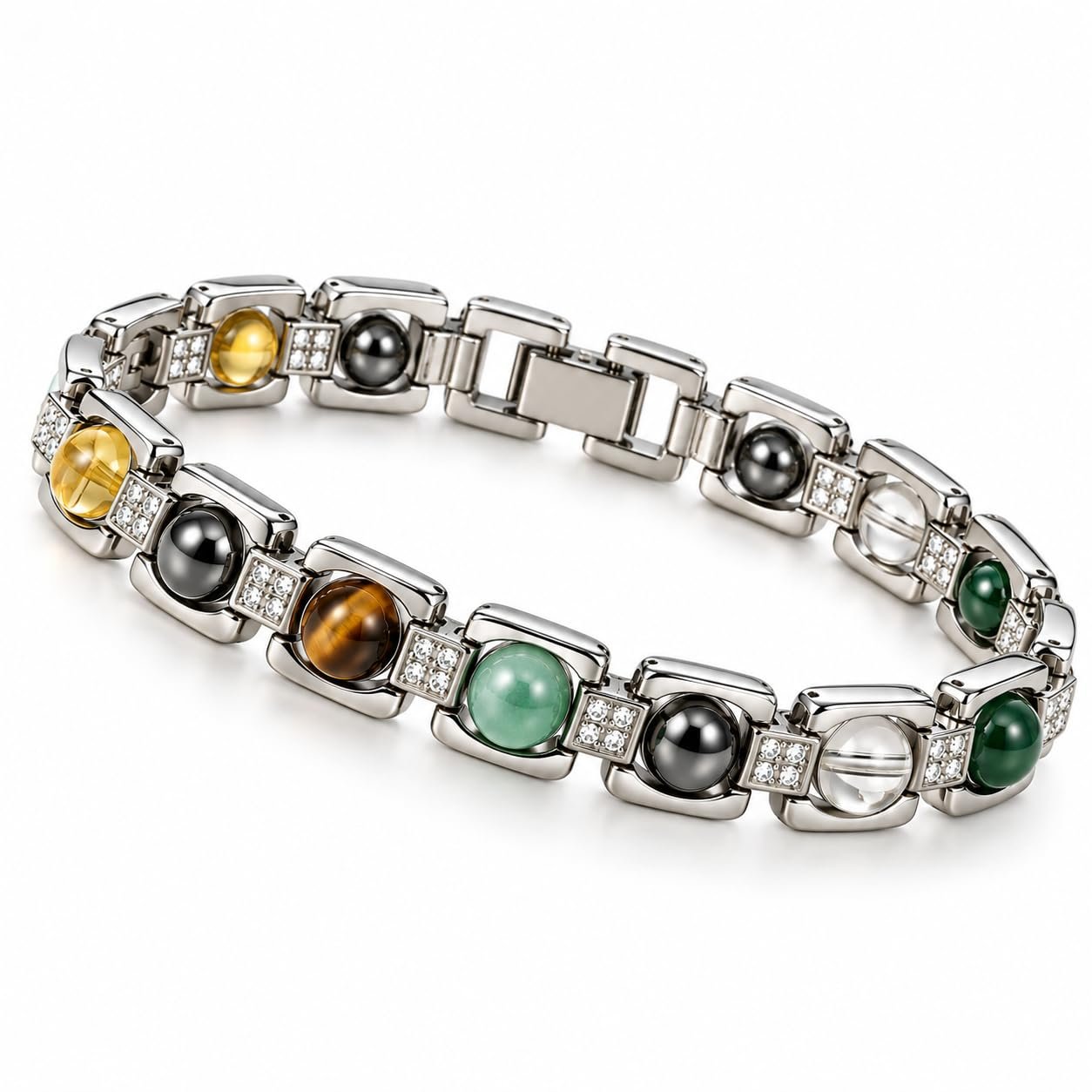 MantraMani® Dhan Vriddhi® Money Magnet Steel Bracelet | AAA+ Genuine Gemstone