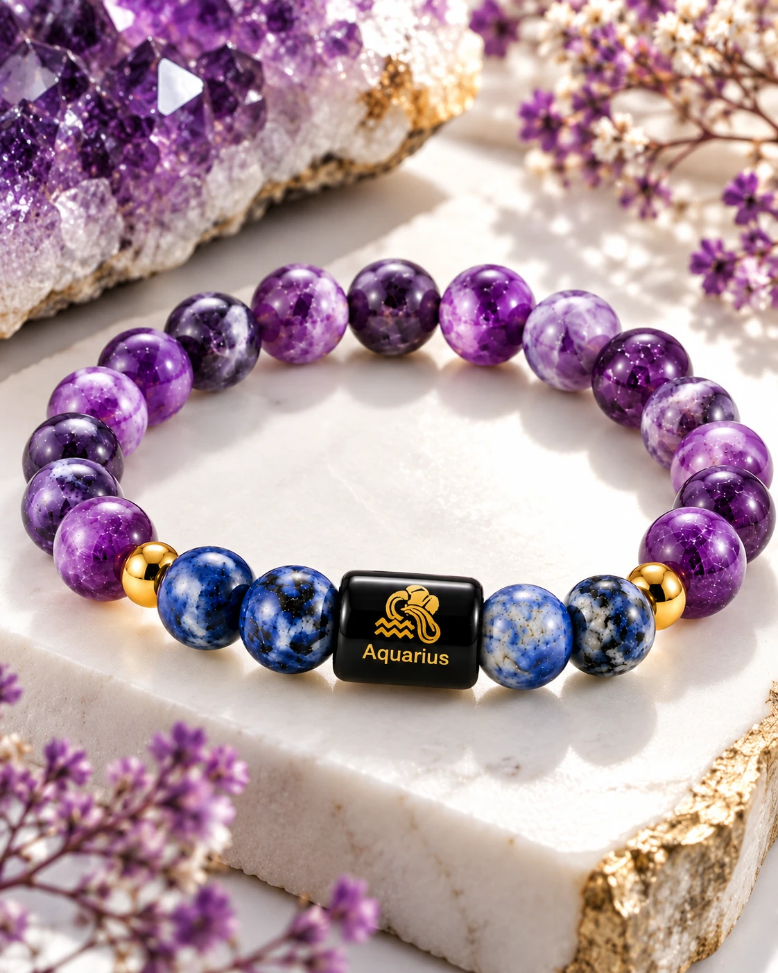 Aquarius Rashi Bracelet – Clarity & Calm | MantraMani