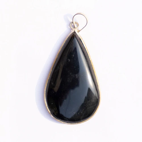 Black Onyx Teardrop Pendant for Protection & Grounding | MantraMani