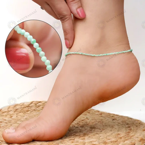 Amazonite Diamond-Cut Anklet for Love, Calm & Glowing Skin | MantraMani