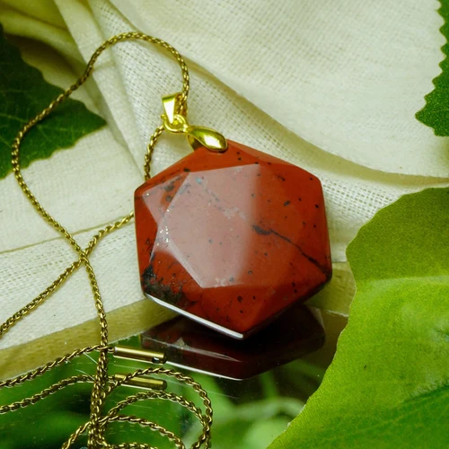 Red Jasper Hexagon Pendant for Strength & Grounding | MantraMani