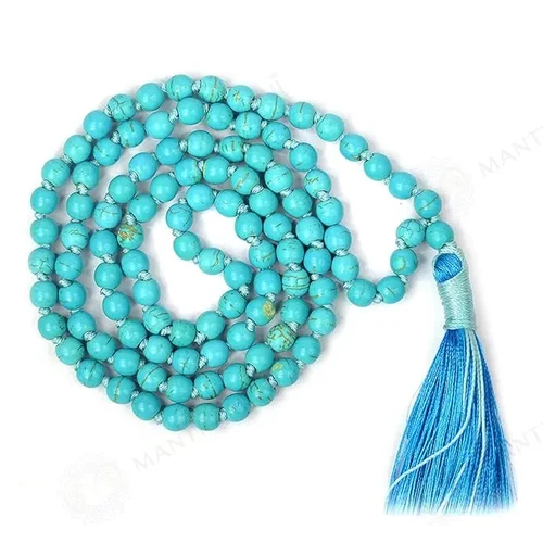 Blue Magnesite Turquoise Mala for Success, Luck & Protection | MantraMani