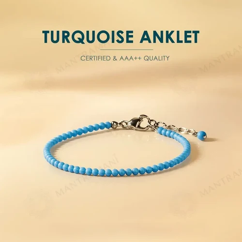 Turquoise Diamond-Cut Anklet for Communication & Confidence | MantraMani
