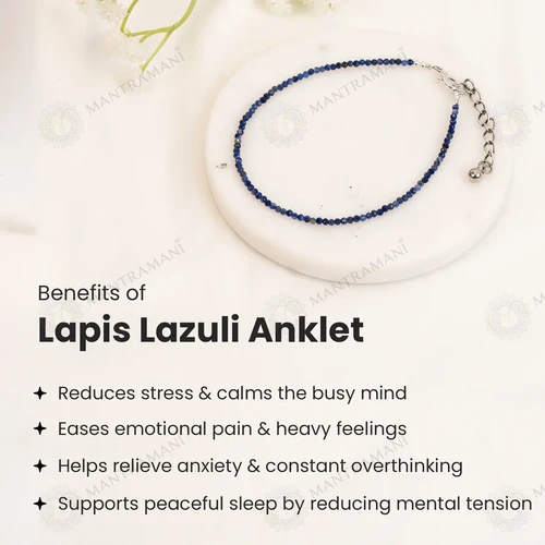 Lapis Lazuli Diamond-Cut Anklet for Intuition & Wisdom | MantraMani