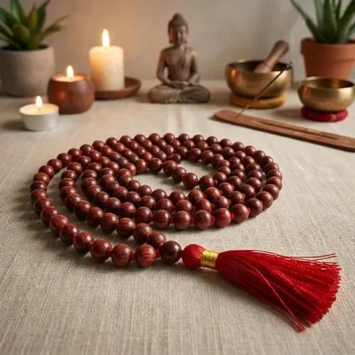 Red Sandalwood (Rakta Chandan) Mala for Calm, Focus & Daily Japa | MantraMani