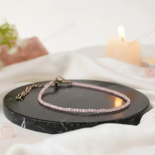 Rose Quartz Diamond-Cut Anklet for Love & Relationships | MantraMani