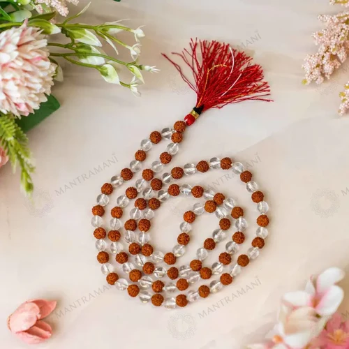 Rudraksha & Sphatik Mala for Protection, Clarity & Shiva Blessings | MantraMani