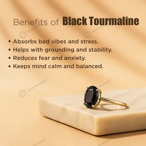 Black Tourmaline Ring for Protection & Negativity Shielding | MantraMani